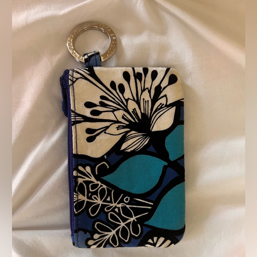 Vera Bradley Floral Pattern ID Pouch - Blue and Black